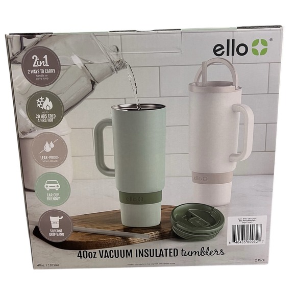 Ello Port 40-oz. Stainless Steel Tumbler with Handle, 2 Pack - Picture 3 of 4